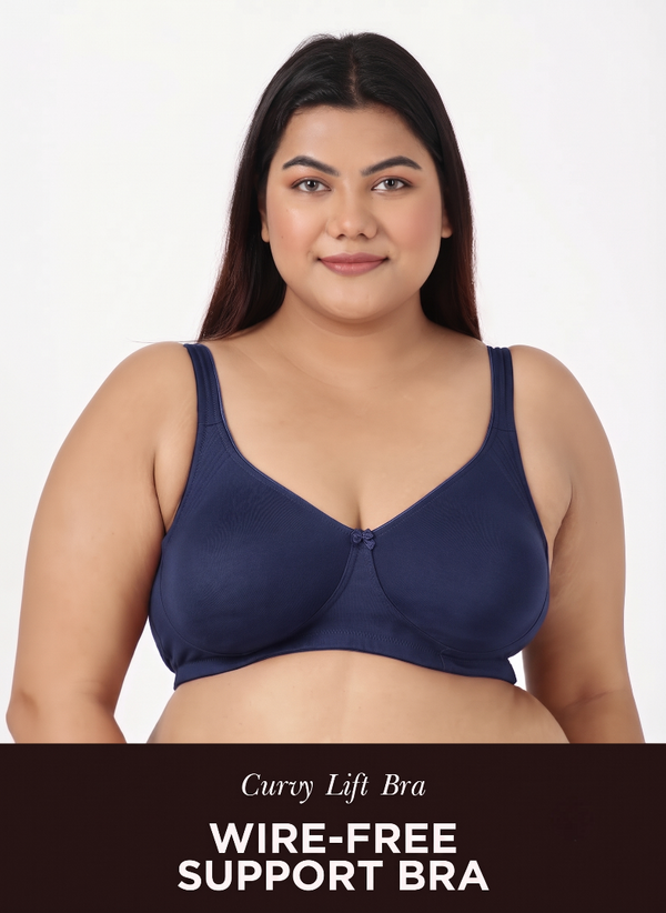 Curvy Lift - Wire-Free Support Bra with Full Coverage, Nipple Concealer, Side Support & Cushioned Straps