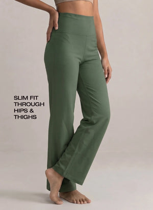 BL AL B 33 - High-Waist Wide Leg Athleisure Pants with 4-Way Stretch Fabric, Relaxed Fit, Broad Waistband, Breathable Comfort & Elegant Fluid Drape for Everyday Wear