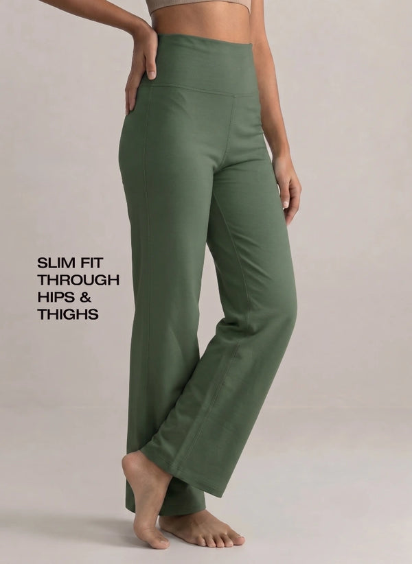 BL AL B 33 - High-Waist Wide Leg Athleisure Pants with 4-Way Stretch Fabric, Relaxed Fit, Broad Waistband, Breathable Comfort & Elegant Fluid Drape for Everyday Wear
