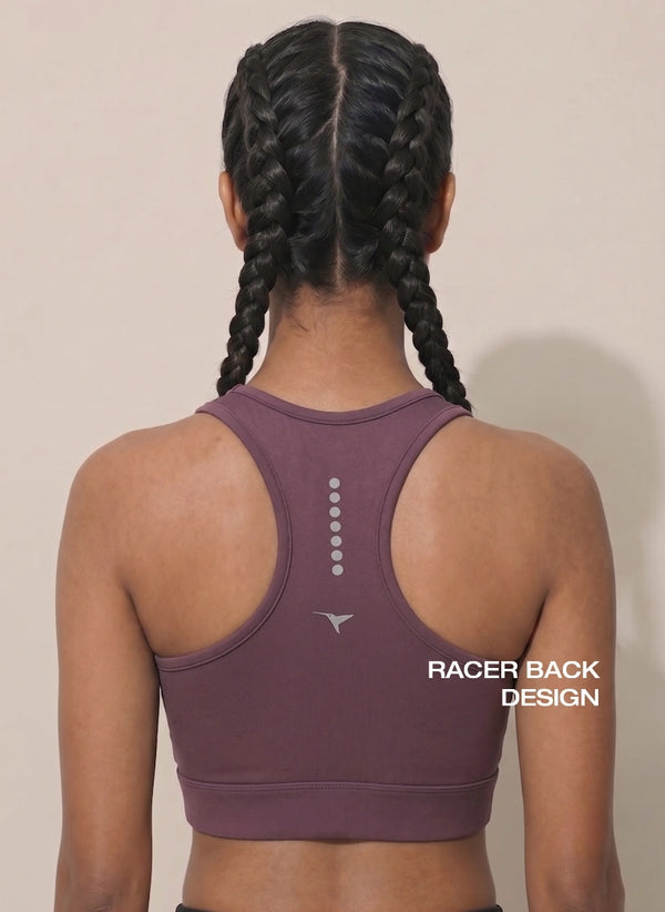 BL AL S 22 - High Coverage Racerback Sports Bra with Laser Print Front Panel, Sweat-Wicking Fabric, Wide Support Band & Bounce-Control Comfort for Active and Daily Wear