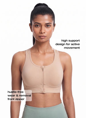 BL AL S 20 - Medium-Impact Front Zip Sports Bra with Racerback & Adjustable Hook Closure