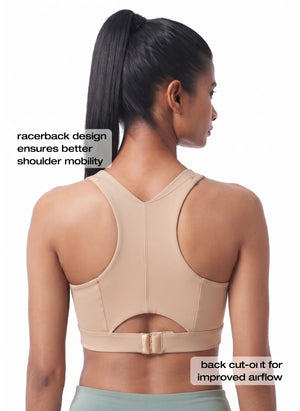 BL AL S 20 - Medium-Impact Front Zip Sports Bra with Racerback & Adjustable Hook Closure