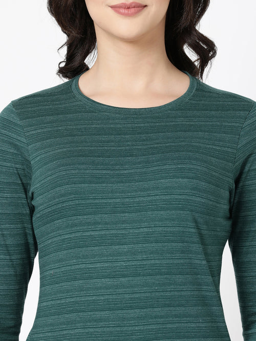 Long Sleeve Tee - Cotton Blend Striped Melange Top ( BUY 1 GET 1 FREE )