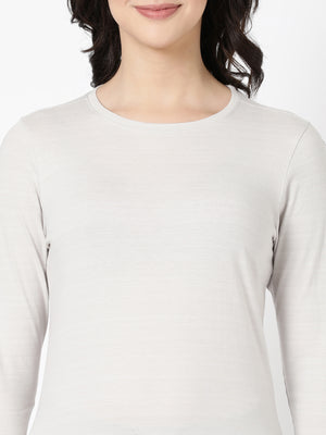 Long Sleeve Tee - Cotton Blend Striped Melange Top