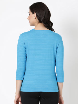 Long Sleeve Tee - Cotton Blend Striped Melange Top