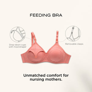 Motherhood Bra  - Nursing Bra With Drop-Down Cups, Nipple Concealers & Supportive, Comfort-First Design For Lactating Moms