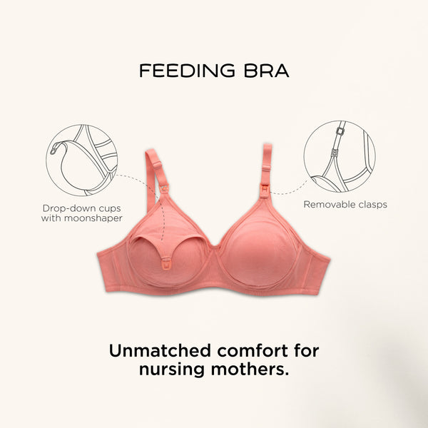 Motherhood Bra  - Nursing Bra With Drop-Down Cups, Nipple Concealers & Supportive, Comfort-First Design For Lactating Moms
