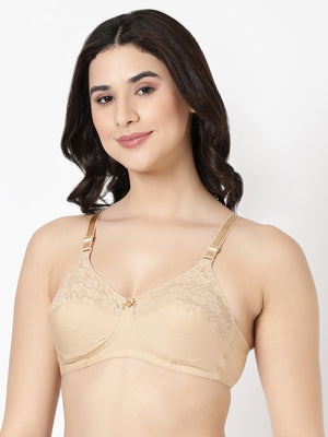 Pleasant Bra - Cotton Lace Semi Coverage, Comfort & Support