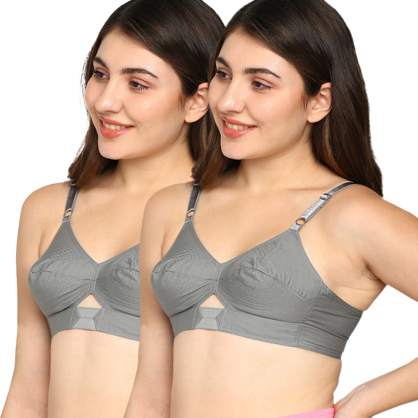 blossom-priyasajini C Cup round stitch - Pack of 2-dark grey1-Woven cotton-everyday bra