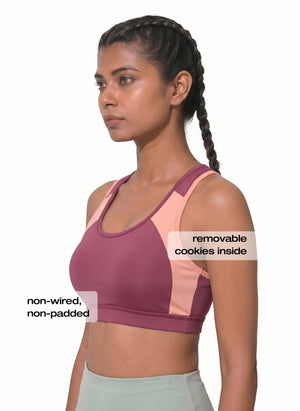 Workout Bra - Medium Impact Racerback Sports Bra With Removable Cups, Antimicrobial Fabric
