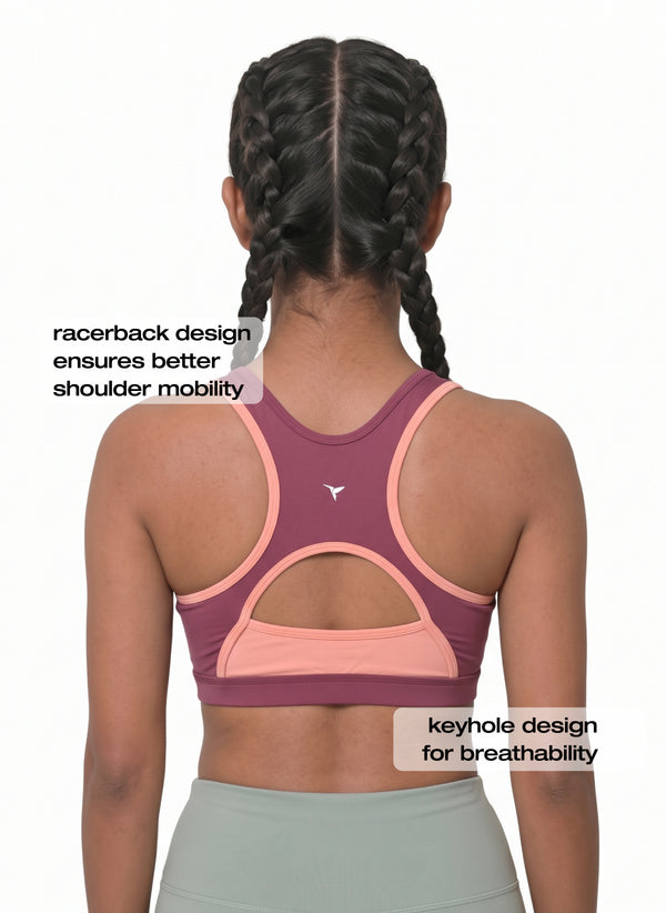 Workout Bra - Medium Impact Racerback Sports Bra With Removable Cups, Antimicrobial Fabric