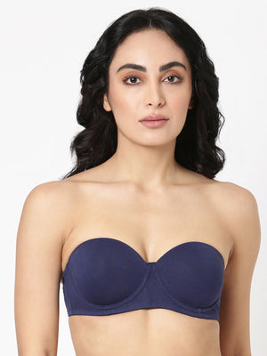 Buy_Blossom_Strapless_Bra_medium_padded_Bra_Demi_cup_Padded_Bra_Navy-Blue-1