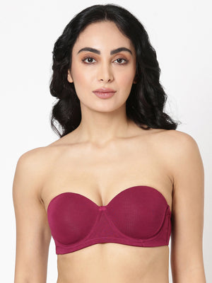 Buy_Blossom_Strapless_Bra_medium_padded_Bra_Demi_cup_Padded_Bra_Pickle-Beet-1
