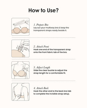 Transparent Bra Strap - Discreet Clear Straps Pack of 3