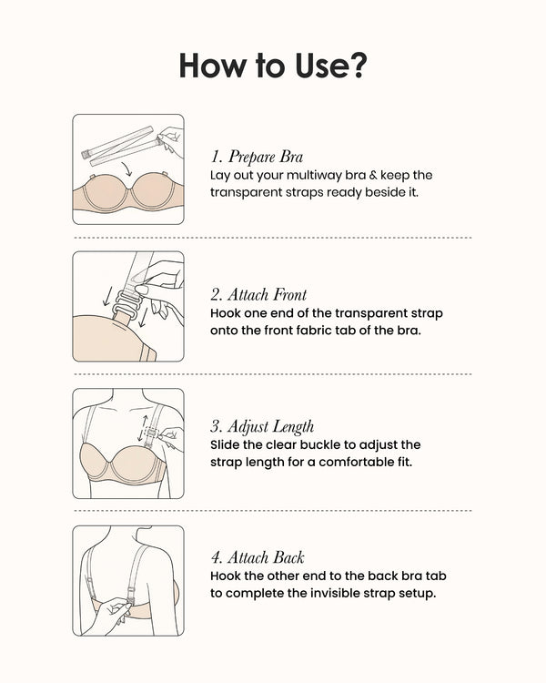 Transparent Bra Strap - Discreet Clear Straps Pack of 3