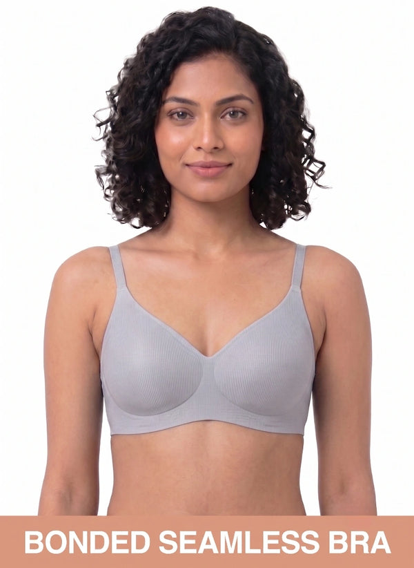 BL BN B 61 - Medium Coverage Seamless Bra with Removable Padded Cups and Bonded Underband Support
