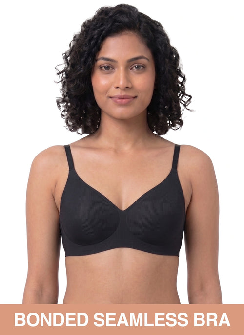 BL BN B 61 - Medium Coverage Seamless Bra with Removable Padded Cups and Bonded Underband Support