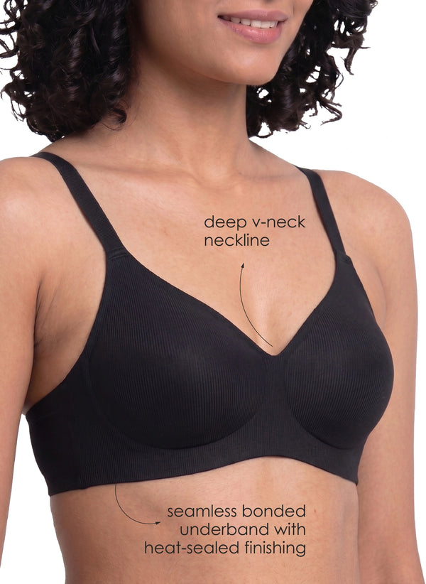 BL BN B 61 - Medium Coverage Seamless Bra with Removable Padded Cups and Bonded Underband Support