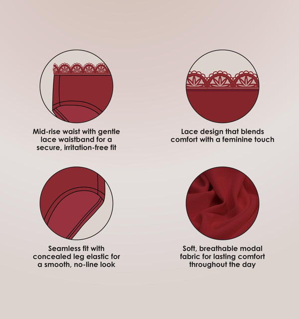 Serene Panty - Soft, Seamless, Stretchable Modal Lace Panty For Seamless Fit Pack Of 2