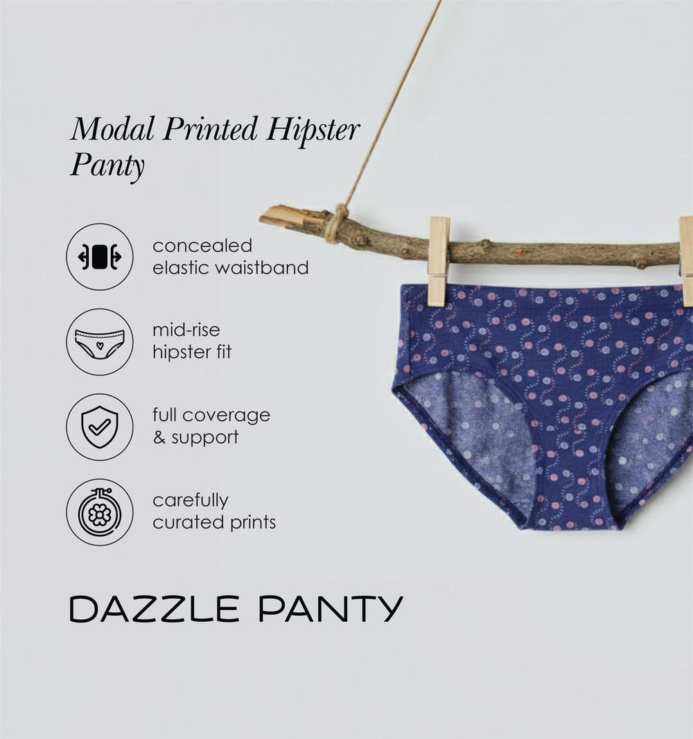 Dazzle Print - Ultra Soft Printed Modal Hipster Panty With Full Coverage And Seamless Look _Pack Of 2