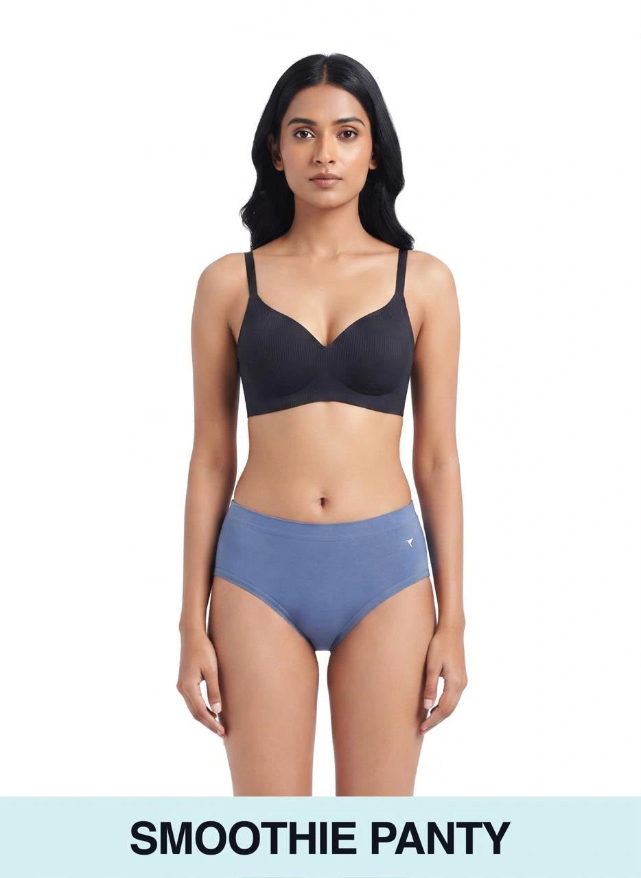 Smoothie Panty - Full coverage with Mid-Rise fit, Inner elastic waistband, and elastic-free leg openings.