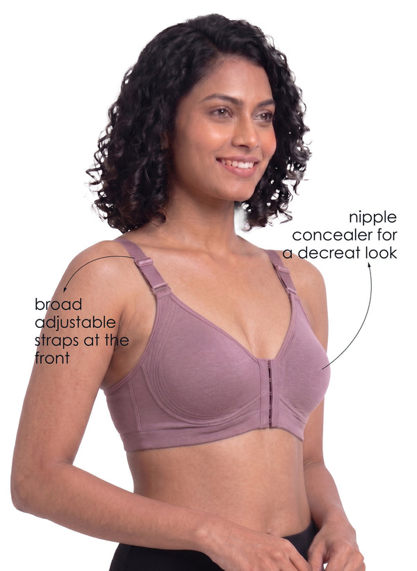 Ease Open Bra - Full Coverage Seamless Non-Padded with Nipple Concealer & Front Open Bra