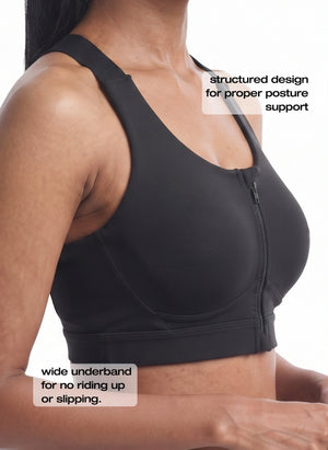 BL AL S 20 - Medium-Impact Front Zip Sports Bra with Racerback & Adjustable Hook Closure