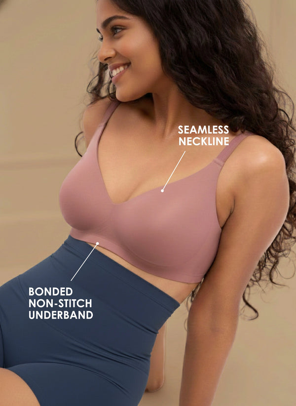 Glossy Pad - Bonded, Seamless Full Coverage Bra With Removable Pads For Support And Invisible Look