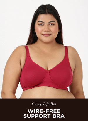 Curvy Lift - Wire-Free Support Bra with Full Coverage, Nipple Concealer, Side Support & Cushioned Straps