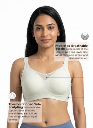 BL BN B 66 - Seamless Bonded Wire-Free Medium Coverage Bra with Breathable Mesh & No Visible Lines