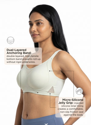 BL BN B 66 - Seamless Bonded Wire-Free Medium Coverage Bra with Breathable Mesh & No Visible Lines
