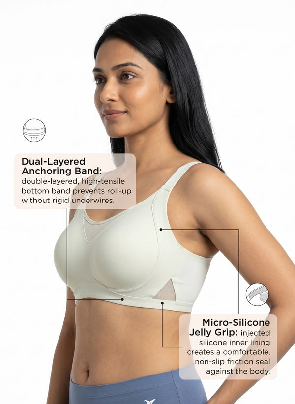 BL BN B 66 - Seamless Bonded Wire-Free Medium Coverage Bra with Breathable Mesh & No Visible Lines