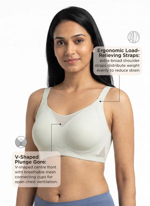 BL BN B 66 - Seamless Bonded Wire-Free Medium Coverage Bra with Breathable Mesh & No Visible Lines