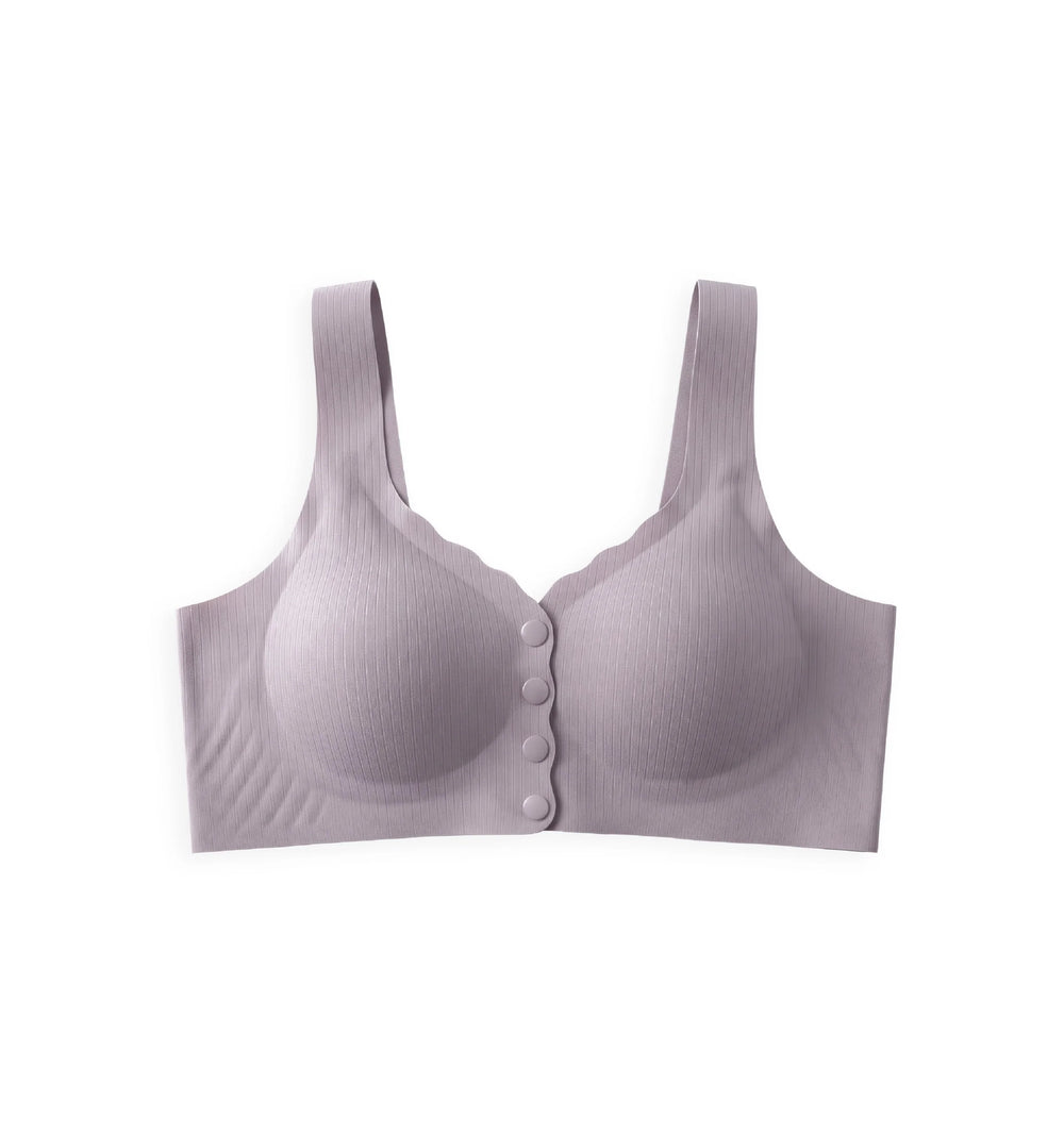 BL BN B 65 - Seamless Bonded Wire-Free Medium Coverage Front-Open Bra with Button Closure