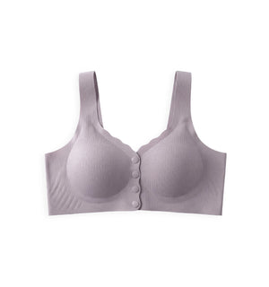 BL BN B 65 - Seamless Bonded Wire-Free Medium Coverage Front-Open Bra with Button Closure