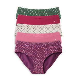 Orchid Combo - Concealed Inner Elastic High Coverage Hipster Panties_Pack of 5