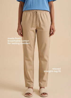 BL LW B 35 - Soft Cotton Relaxed Straight-Leg Fit Lounge Pants with Drawstring Waist and Side Pockets