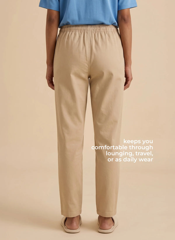 BL LW B 35 - Soft Cotton Relaxed Straight-Leg Fit Lounge Pants with Drawstring Waist and Side Pockets