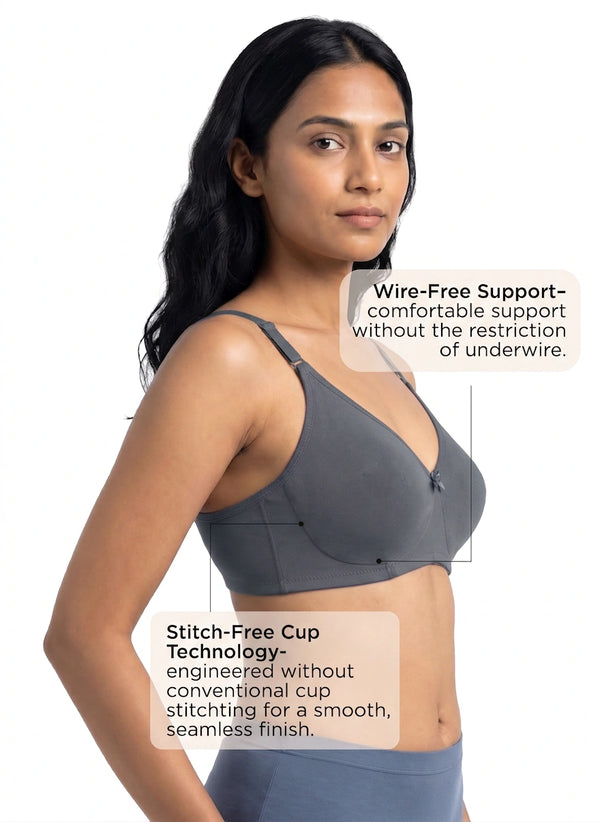 Invisi Bra - A Comfort-Focused Bra with Stitch-Free Cup Construction, a Soft Underband and Full Coverage for Everyday Support