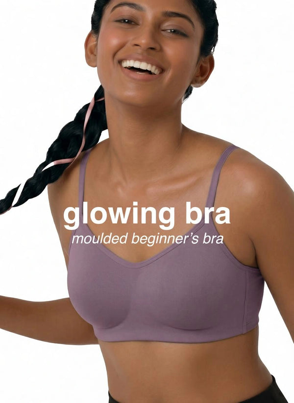 Glowing Bra - Soft Cotton Double Layered Stretchable Seamless Non-Padded Elasticated Bottom Band