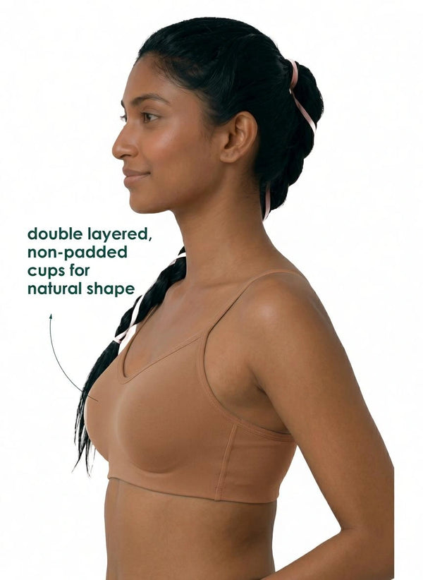 Glowing Bra - Soft Cotton Double Layered Stretchable Seamless Non-Padded Elasticated Bottom Band