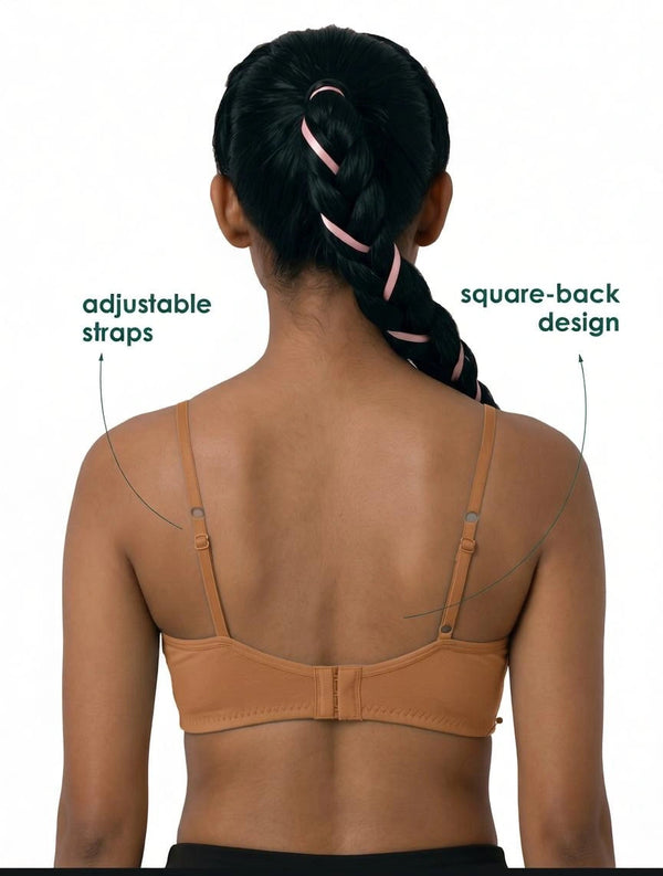 Glowing Bra - Soft Cotton Double Layered Stretchable Seamless Non-Padded Elasticated Bottom Band