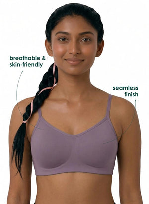 Glowing Bra - Soft Cotton Double Layered Stretchable Seamless Non-Padded Elasticated Bottom Band