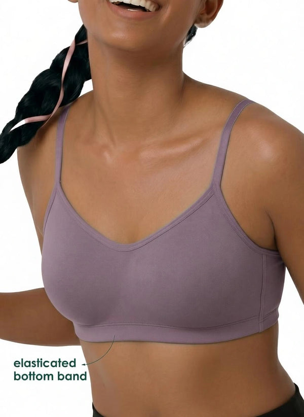 Glowing Bra - Soft Cotton Double Layered Stretchable Seamless Non-Padded Elasticated Bottom Band