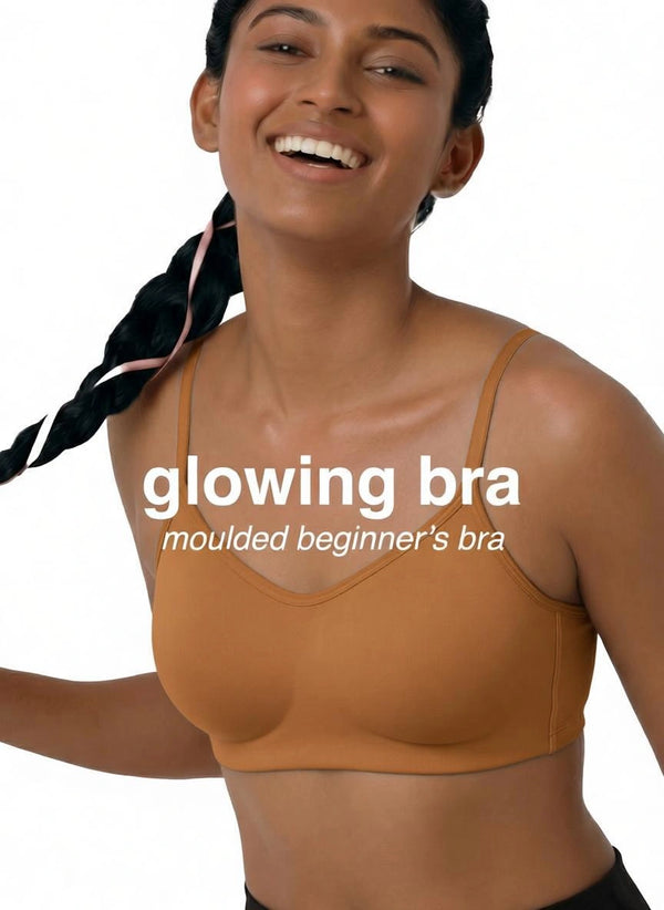 Glowing Bra - Soft Cotton Double Layered Stretchable Seamless Non-Padded Elasticated Bottom Band