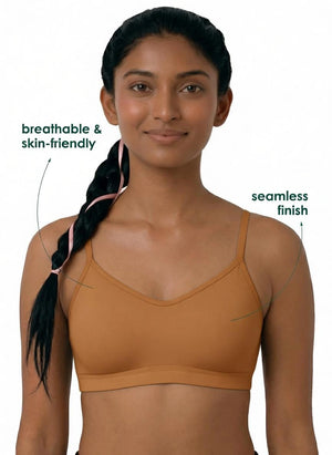 Glowing Bra - Soft Cotton Double Layered Stretchable Seamless Non-Padded Elasticated Bottom Band