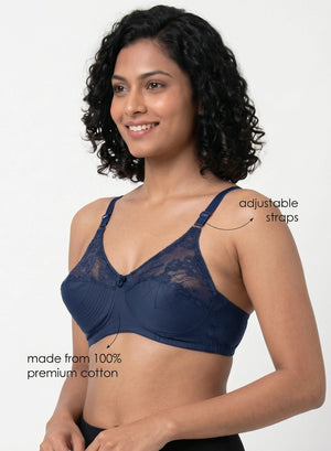Pleasant Bra - Cotton Lace Semi Coverage, Comfort & Support