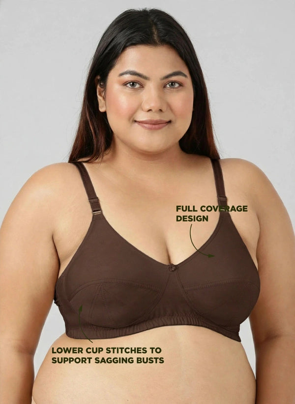 Plus Size Bra - Plus Size Support Bra with Seamed Cups for Heavy-Busted Women