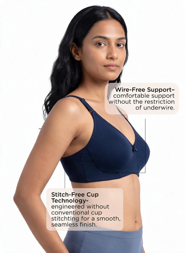 Invisi Bra - A Comfort-Focused Bra with Stitch-Free Cup Construction, a Soft Underband and Full Coverage for Everyday Support