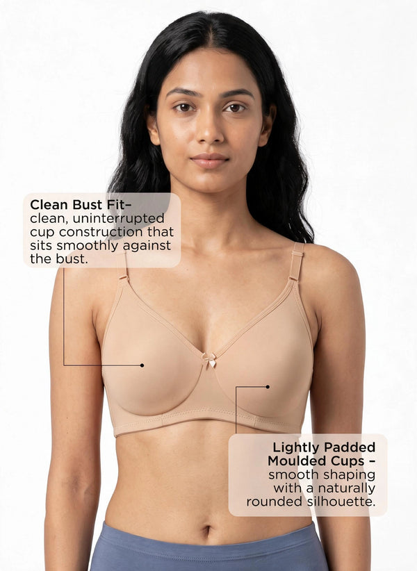 Invisi Bra - A Comfort-Focused Bra with Stitch-Free Cup Construction, a Soft Underband and Full Coverage for Everyday Support